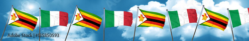Zimbabwe flag with Italy flag  3D rendering