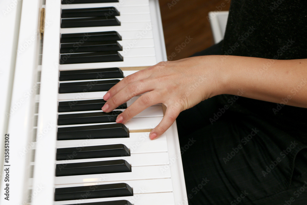 Close up piano, white and black keyboard Close up piano, white and black keyboard
