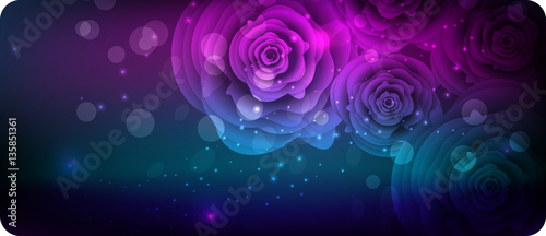 Dark banner with abstract roses