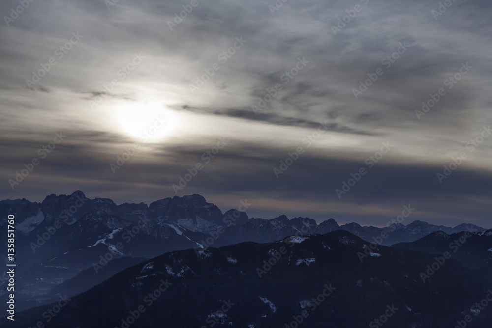 Blick vom Dobratsch bei Sonnenuntergang