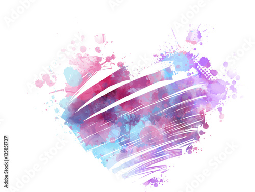 Grunge watercolored heart