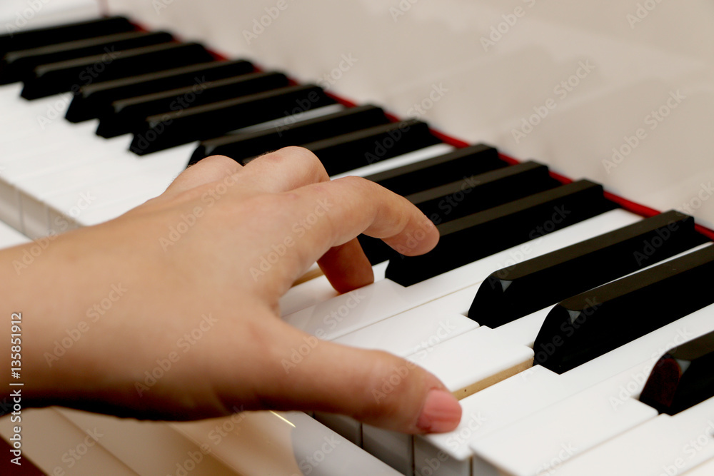 Fototapeta premium Close-up piano, white and black keyboard