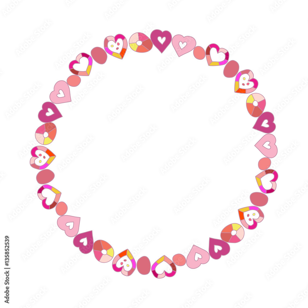 Vector round frame made of hearts with space for text. Vector round frame made of hearts with space for text.