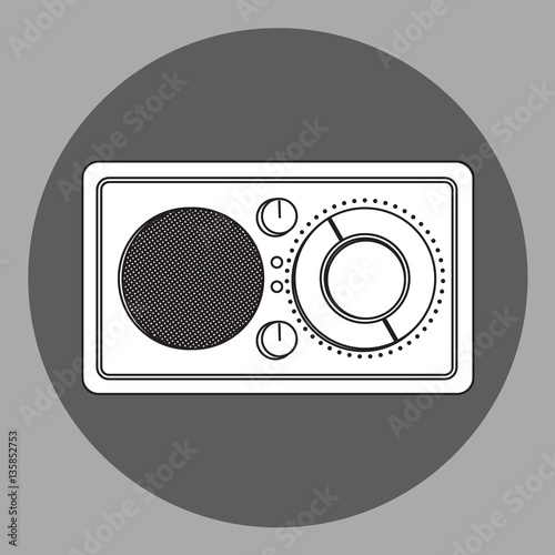 Vector black and white radio reciever icon. Isometric projection object
