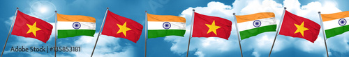 Foto Vietnam flag with India flag, 3D rendering