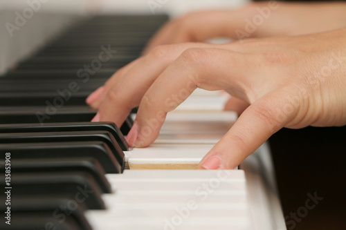 Close-up piano, white and black keyboard