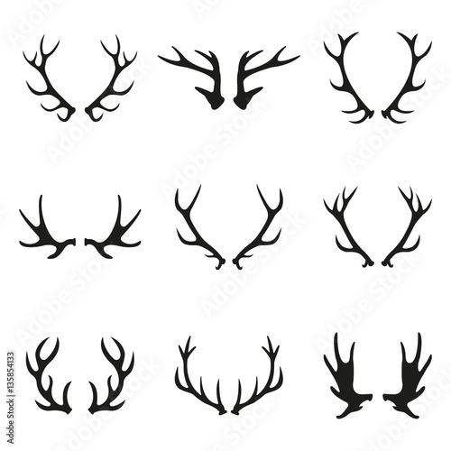 Print op canvas Deer antlers icon set