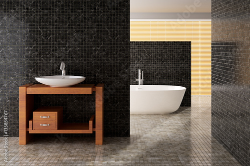 Canvastavla modern bathroom including bath and sink