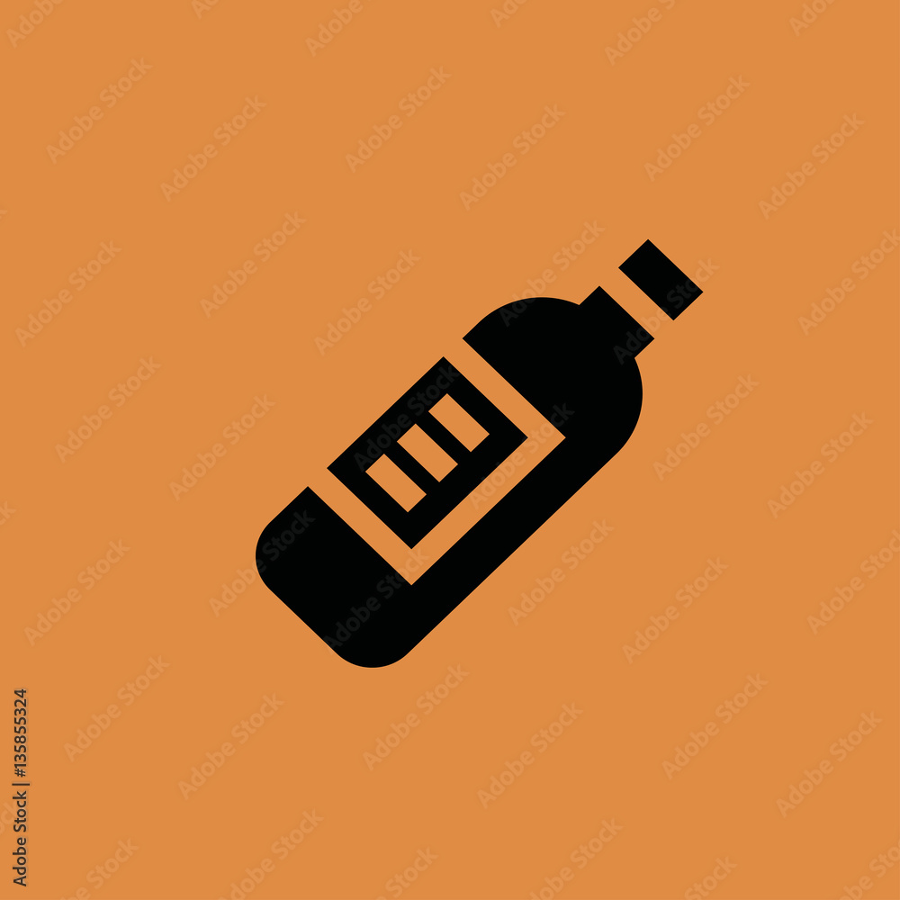 Black wine bottle icon. flat design Black wine bottle icon. flat design