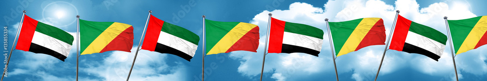 uae flag with congo flag, 3D rendering uae flag with congo flag, 3D rendering