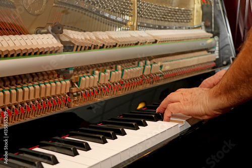 Close-up piano, white and black keyboard