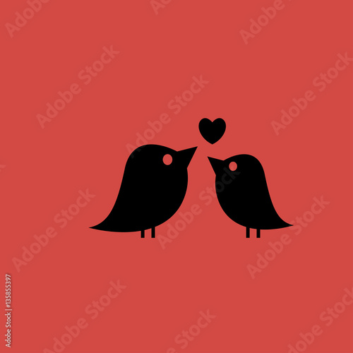 Pair of lovebirds icon. flat design