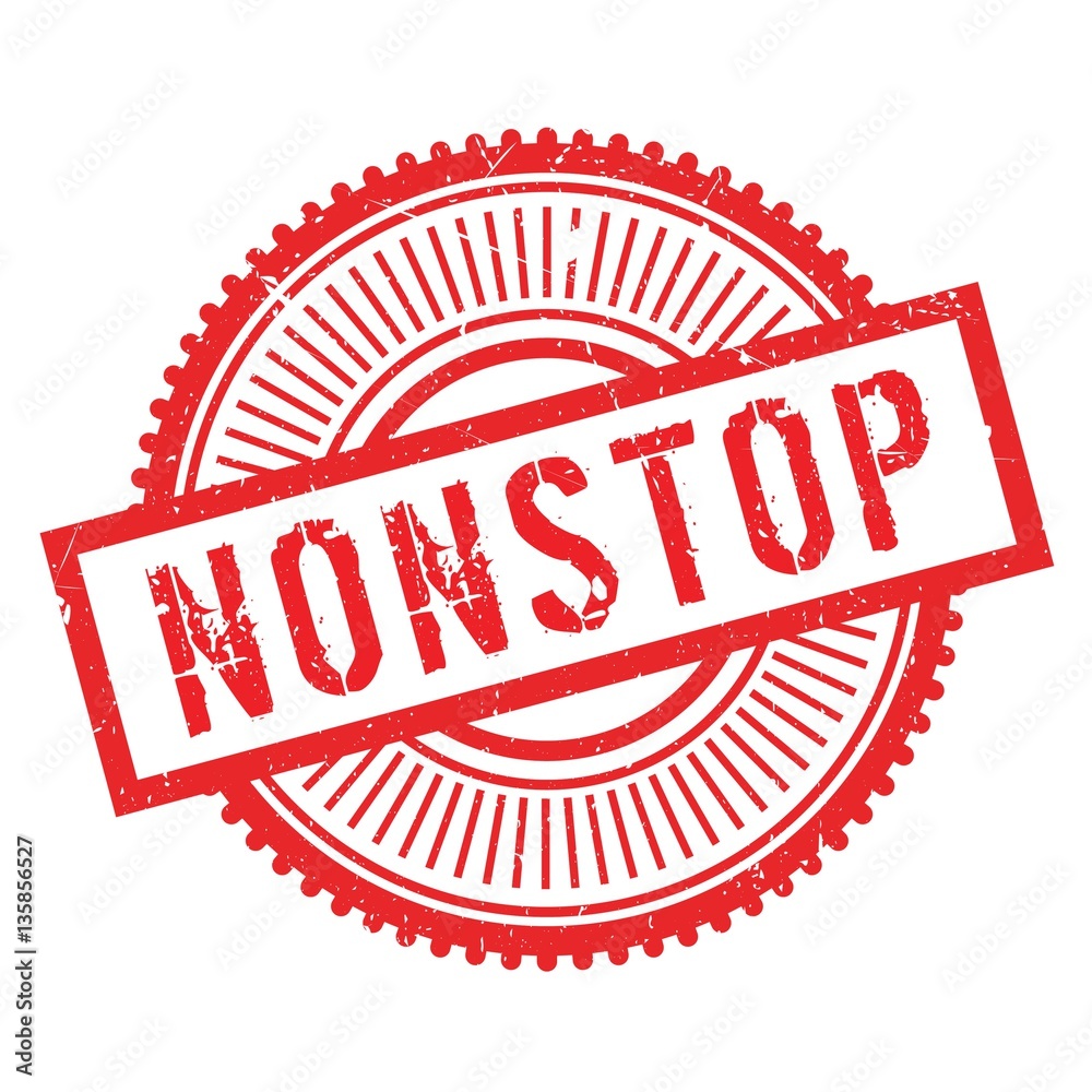 Nonstop stamp. Grunge design with dust scratches. Effects can be easily removed for a clean, crisp look. Color is easily changed.