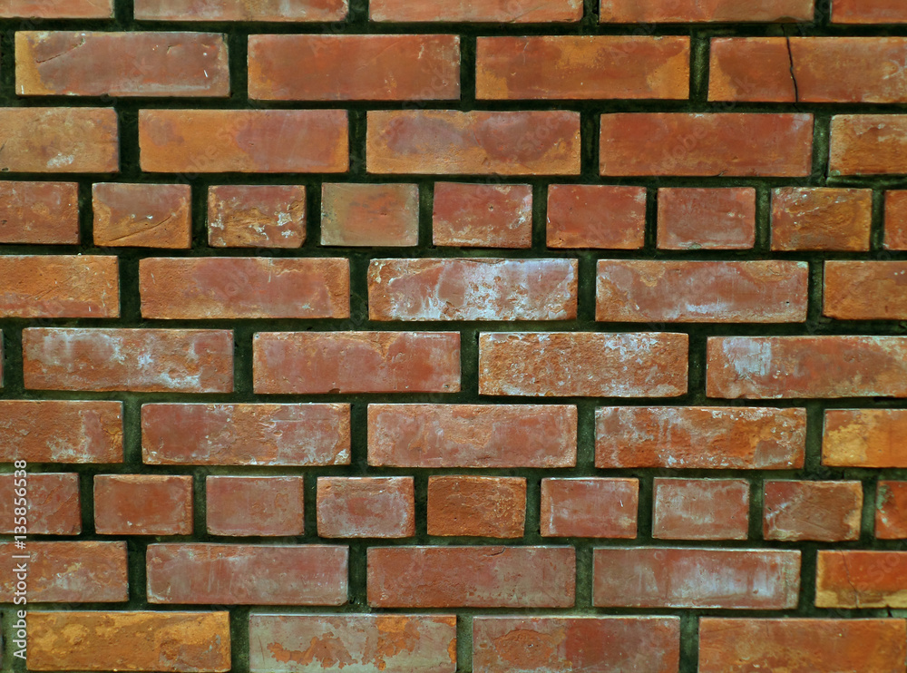 Orange and Brown Terracotta Bricks Wall, Background, Banner Orange and Brown Terracotta Bricks Wall, Background, Banner
