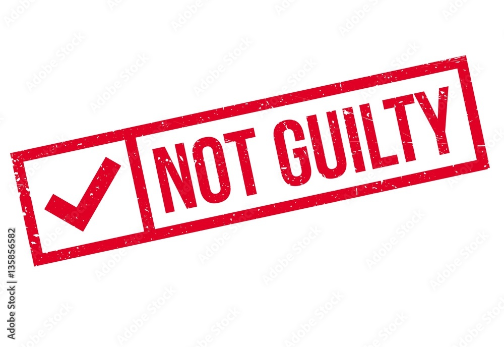 Not guilty stamp. Grunge design with dust scratches. Effects can be easily removed for a clean, crisp look. Color is easily changed.
