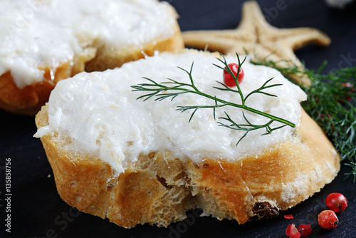 crostini con baccalà mantecato - closeup
