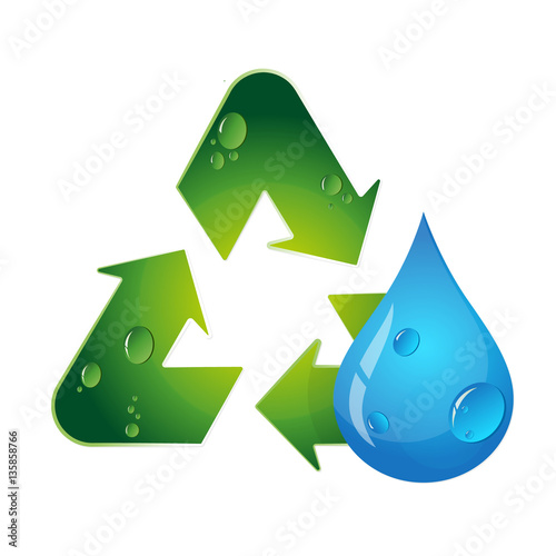 Symbol of recycling and water drop