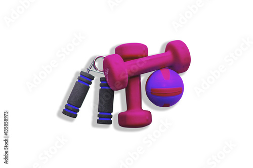 Two of dumbbells with the simulator for hands