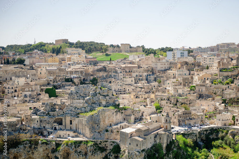 Matera ancient town panoramic view, Italy