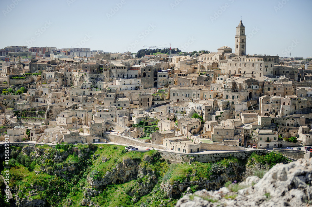 Panoramic view of Matera, Unesco heritage and European capital of culture 2019, Italy