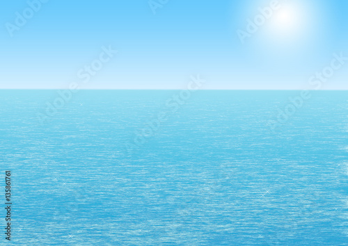 The blue sea and clear sky