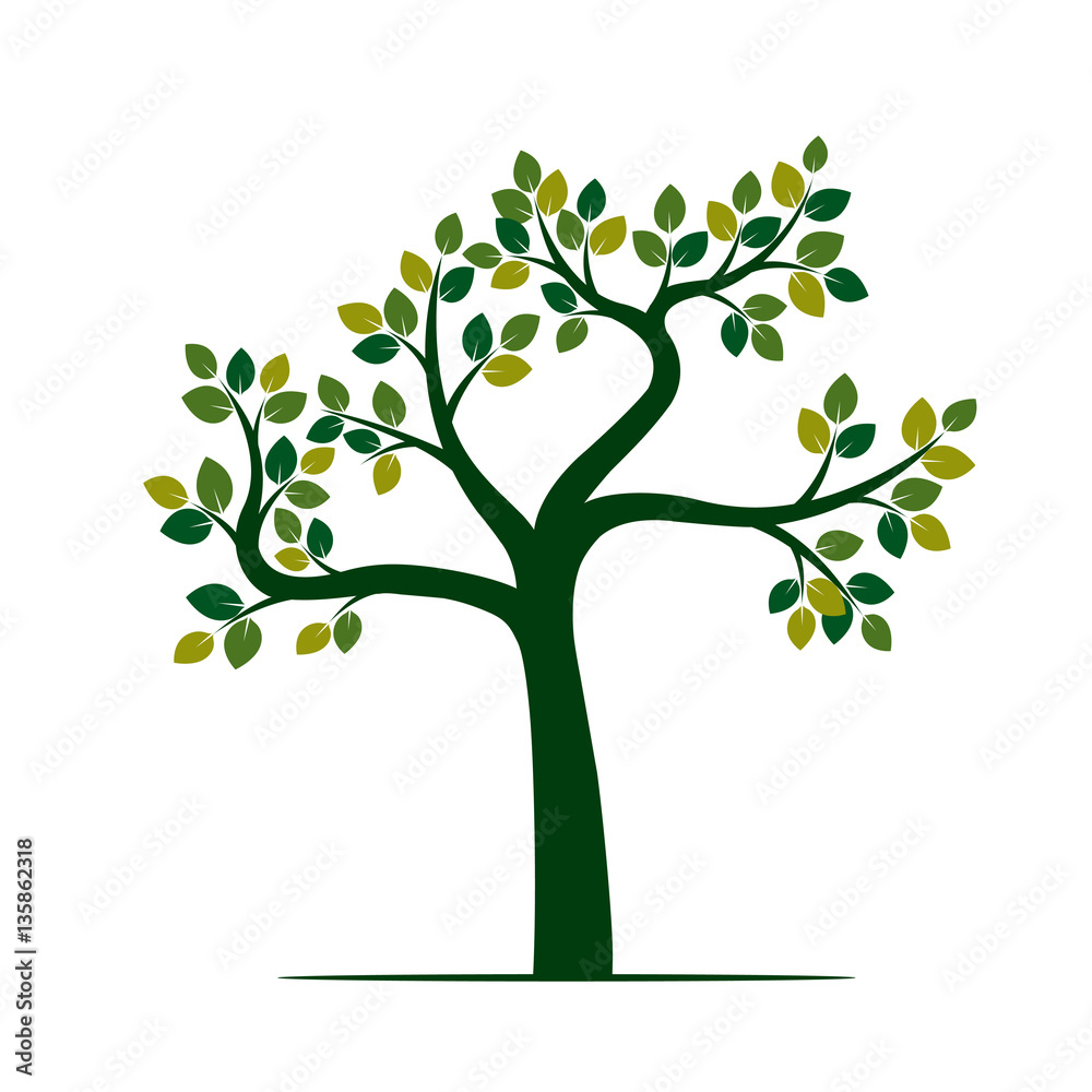 Obraz premium Green Tree. Vector Illustration.