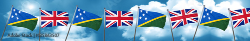 Solomon islands flag with Great Britain flag, 3D rendering
