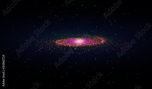 EPS 10. Spiral Galaxy on Cosmic Background. Vector illustration for your artwork