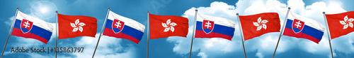 Slovakia flag with Hong Kong flag, 3D rendering