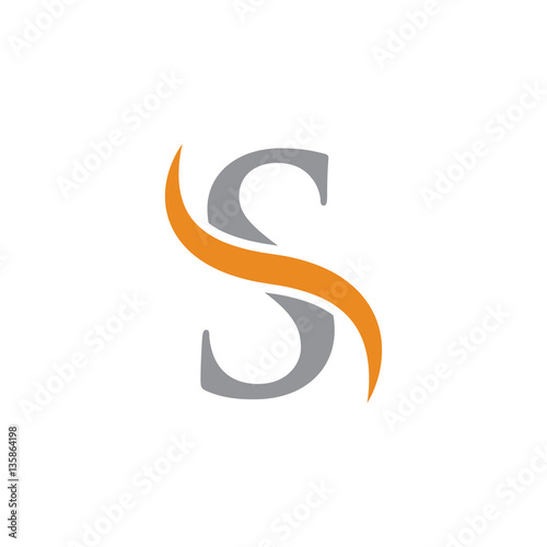 Fototapeta Naklejka Na Ścianę i Meble -  initial letter logo with swoosh grey orange