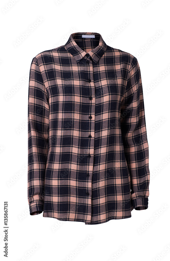 Woman's cotton plaid shirt solated on white background
Woman's cotton plaid shirt solated on white background