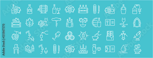 Set Vector Flat Line Icons Cognac