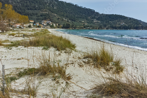 Panorama of Golden beach, Thassos island, East Macedonia and Thrace, Greece 