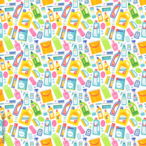 Cleaning tools sweamless pattern vector.