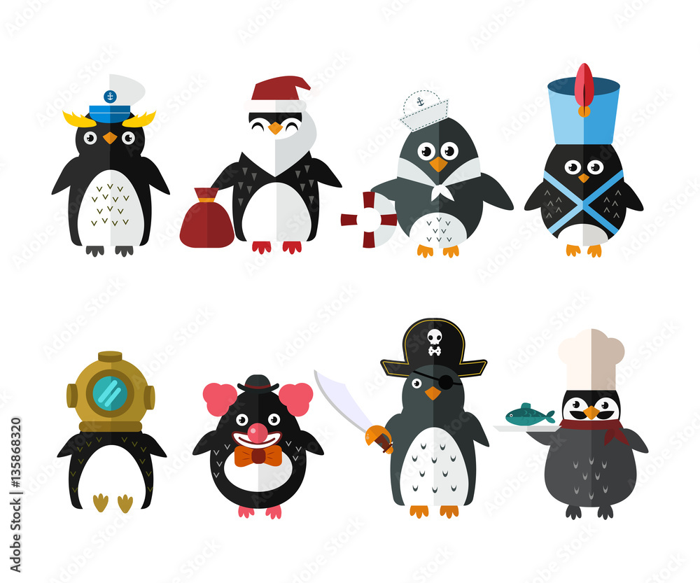 Fototapeta premium Penguin vector animal character illustration.
