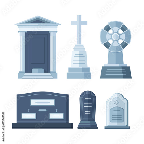 Tombstone crypt vector construction for dead people.