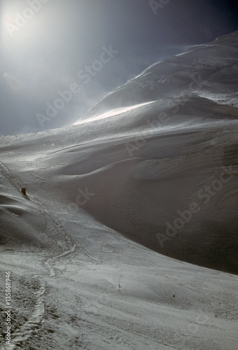 Trekkers and Sherpas near Teschi Lapcha pass at 19,000' photo