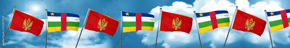 Fototapeta premium Montenegro flag with Central African Republic flag, 3D rendering