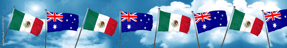 mexico flag with Australia flag, 3D rendering mexico flag with Australia flag, 3D rendering