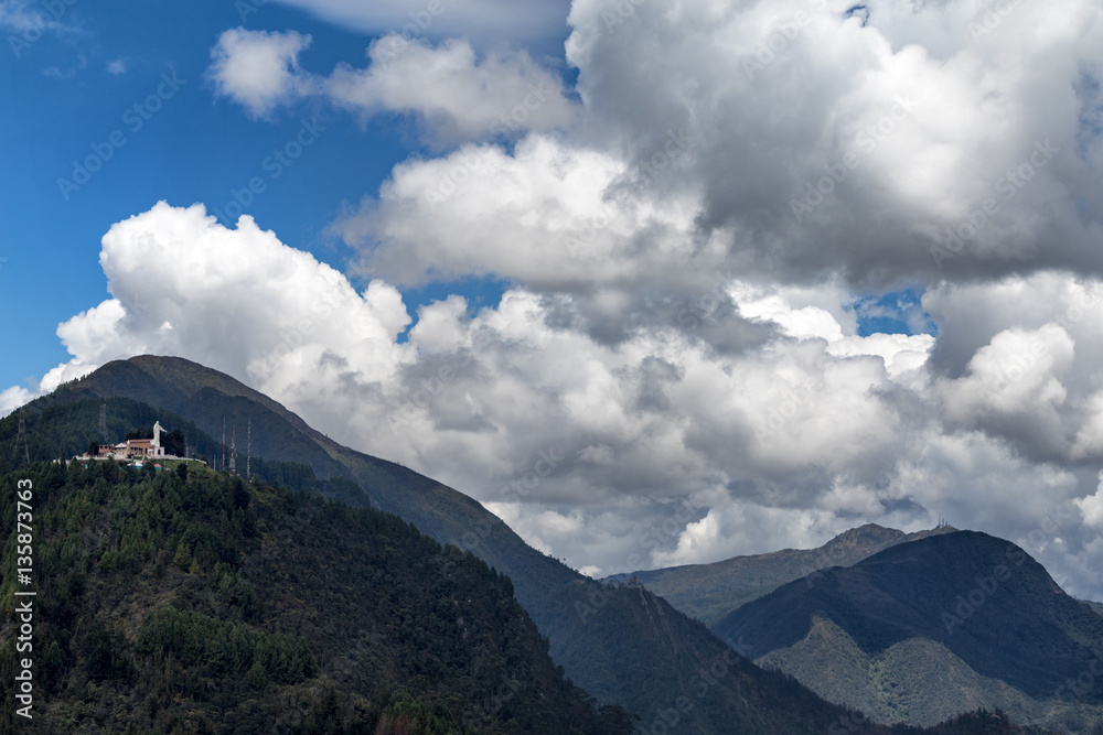 View of Cerre De Guadalupe from Monserrate in Bogota, Colombia.