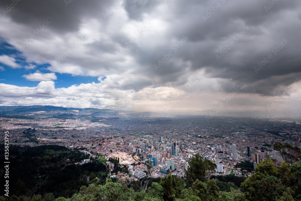 Long Exposure view of Bogota from Monserrate in Colombia.