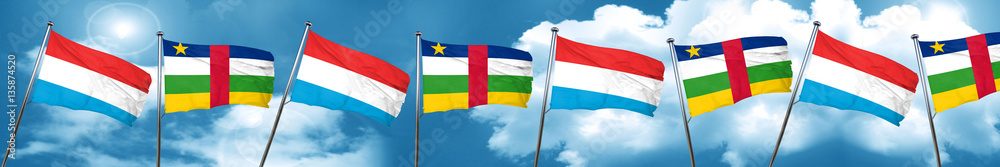 Luxembourg flag with Central African Republic flag, 3D rendering Luxembourg flag with Central African Republic flag, 3D rendering