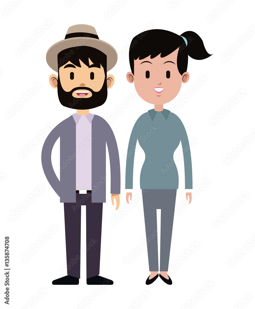 hispter man and young girl couple relation together vector illustration eps 10 hispter man and young girl couple relation together vector illustration eps 10