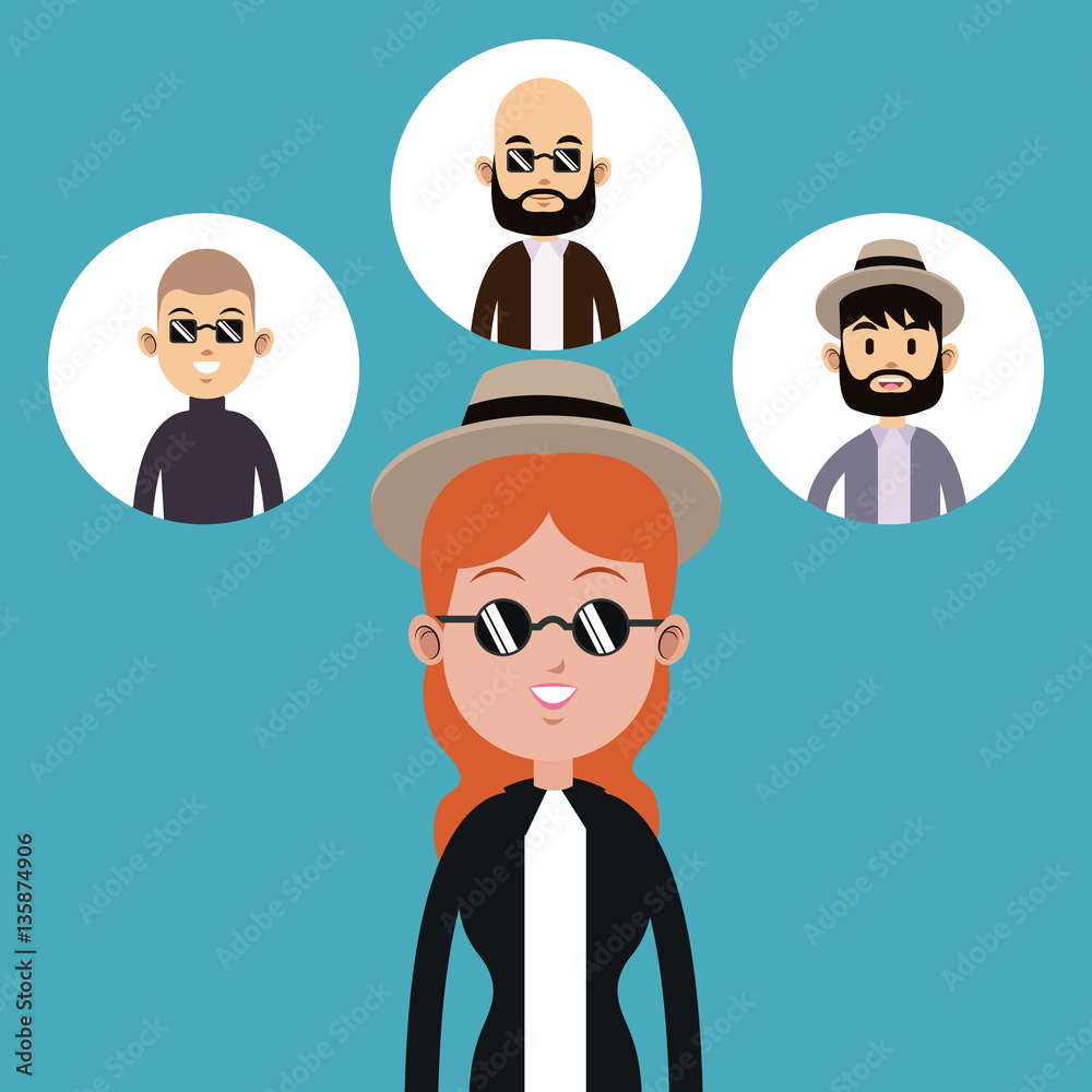 hipster woman hat sunglasses-faces man icons vector illustration eps 10 hipster woman hat sunglasses-faces man icons vector illustration eps 10