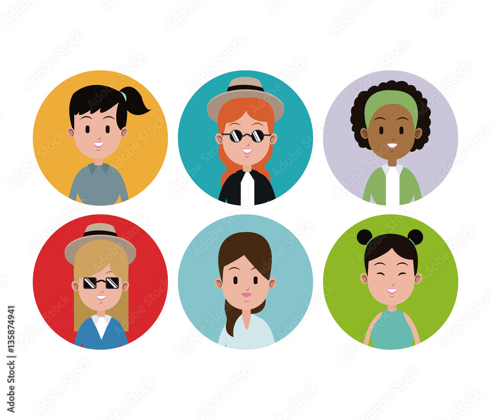 woman face avatar female circle icons vector illustration eps 10 woman face avatar female circle icons vector illustration eps 10