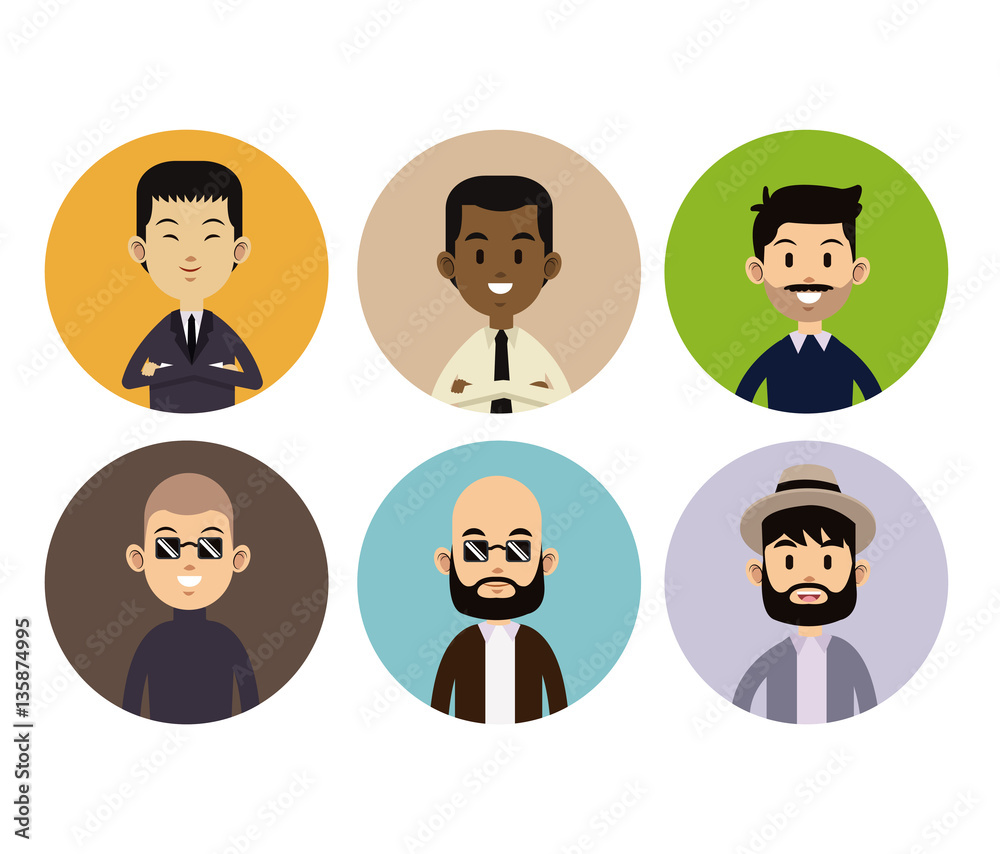 different man face people style circle icons vector illustration eps 10