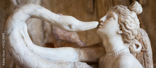 VENICE, ITALY - JUNE 27, 2016: Leda and the Swan statue in Palaz