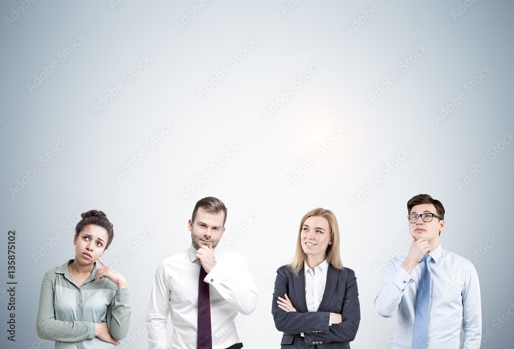 Two men and two women brainstorming Two men and two women brainstorming