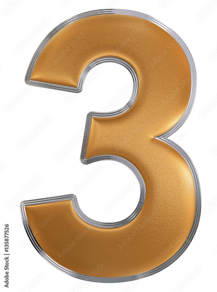 Numeral 3, three, isolated on white background, 3d render Numeral 3, three, isolated on white background, 3d render