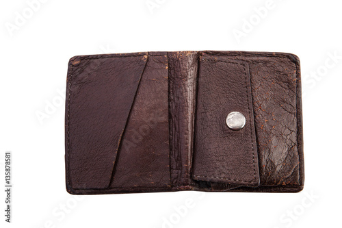 vintage Leather wallet on white backgroung